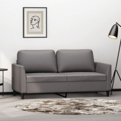 2-Sitzer-Sofa Grau 140 cm Kunstleder