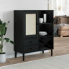 Highboard SENJA Rattan-Optik Schwarz 90x40x112 cm Kiefernholz