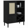 Highboard SENJA Rattan-Optik Schwarz 90x40x112 cm Kiefernholz