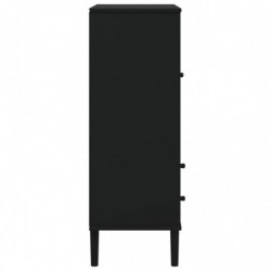 Highboard SENJA Rattan-Optik Schwarz 90x40x112 cm Kiefernholz