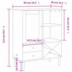 Highboard SENJA Rattan-Optik Schwarz 90x40x112 cm Kiefernholz