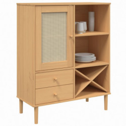 Highboard SENJA Rattan-Optik Braun 90x40x112 cm Kiefernholz