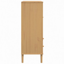 Highboard SENJA Rattan-Optik Braun 90x40x112 cm Kiefernholz