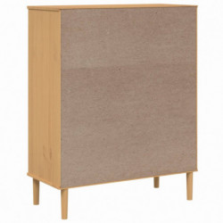 Highboard SENJA Rattan-Optik Braun 90x40x112 cm Kiefernholz