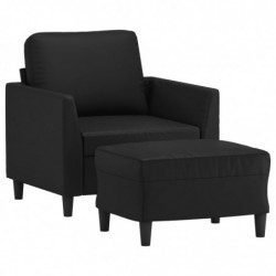 Sessel mit Hocker Schwarz 60 cm Kunstleder