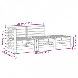 3-tlg. Garten-Lounge-Set Grau Massivholz Kiefer