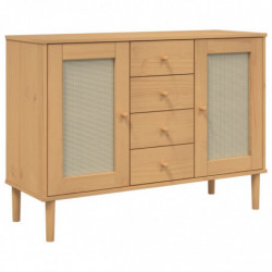 Sideboard SENJA Rattan-Optik Braun 112x40x80 cm Kiefernholz