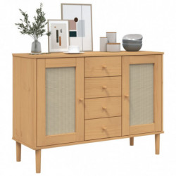 Sideboard SENJA Rattan-Optik Braun 112x40x80 cm Kiefernholz