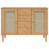 Sideboard SENJA Rattan-Optik Braun 112x40x80 cm Kiefernholz