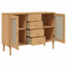 Sideboard SENJA Rattan-Optik Braun 112x40x80 cm Kiefernholz