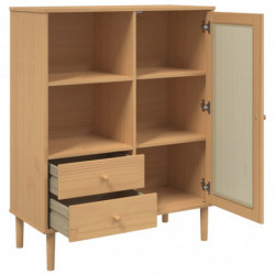 Highboard SENJA Rattan-Optik Braun 90x40x112 cm Kiefernholz