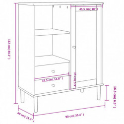 Highboard SENJA Rattan-Optik Braun 90x40x112 cm Kiefernholz