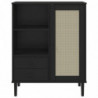 Highboard SENJA Rattan-Optik Schwarz 90x40x112 cm Kiefernholz