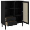 Highboard SENJA Rattan-Optik Schwarz 90x40x112 cm Kiefernholz