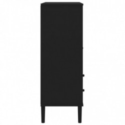 Highboard SENJA Rattan-Optik Schwarz 90x40x112 cm Kiefernholz