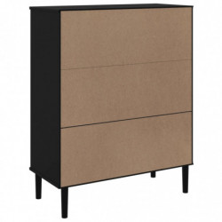 Highboard SENJA Rattan-Optik Schwarz 90x40x112 cm Kiefernholz