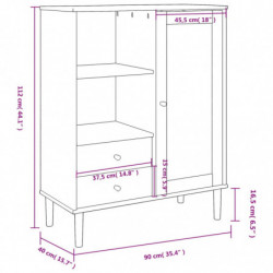 Highboard SENJA Rattan-Optik Schwarz 90x40x112 cm Kiefernholz