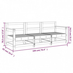 3-tlg. Garten-Lounge-Set Grau Massivholz Kiefer