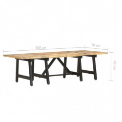 Ausziehbarer Couchtisch 160 x 70 x 45 cm Massivholz Mango