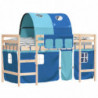 Kinderhochbett mit Tunnel Blau 80x200 cm Massivholz Kiefer