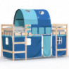 Kinderhochbett mit Tunnel Blau 90x190 cm Massivholz Kiefer