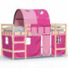Kinderhochbett mit Tunnel Rosa 90x190 cm Massivholz Kiefer