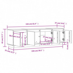 TV-Schrank Weiß 156x37x45 cm Massivholz Kiefer