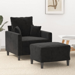 Sessel mit Hocker Schwarz 60 cm Samt