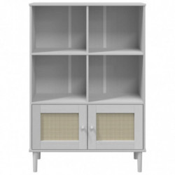 Bücherschrank SENJA Rattan-Look Weiß 90x35x130 cm Kiefernholz