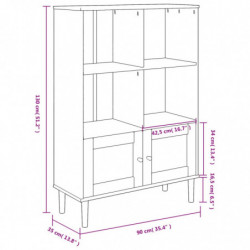 Bücherschrank SENJA Rattan-Look Schwarz 90x35x130cm Kiefernholz