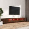 3-tlg. TV-Schrank-Set LED-Leuchten Braun Eiche Holzwerkstoff