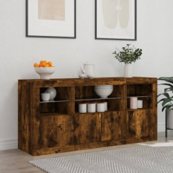 Sideboard mit LED-Leuchten Räuchereiche 142,5x37x67 cm