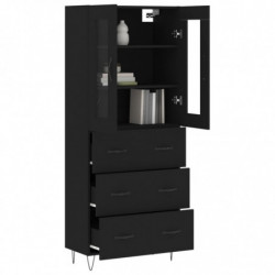 Highboard Schwarz 69,5x34x180 cm Holzwerkstoff