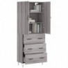 Highboard Grau Sonoma 69,5x34x180 cm Holzwerkstoff