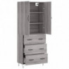 Highboard Grau Sonoma 69,5x34x180 cm Holzwerkstoff