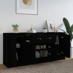 Sideboards 3 Stk. Schwarz Holzwerkstoff