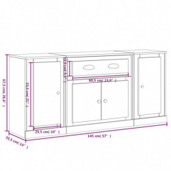 Sideboards 3 Stk. Schwarz Holzwerkstoff