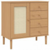 Sideboard SENJA Rattan-Optik Braun 80x40x80 cm Kiefernholz