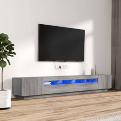 3-tlg. TV-Schrank-Set LED-Leuchten Grau Sonoma Holzwerkstoff