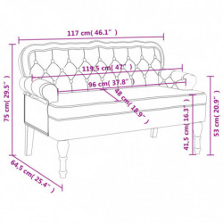 Sitzbank mit Rückenlehne Hellgrau 119,5x64,5x75 cm Samt