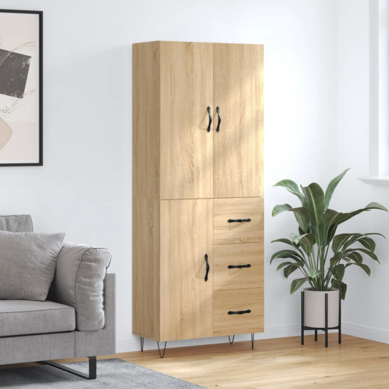 Highboard Sonoma-Eiche 69,5x34x180 cm Holzwerkstoff