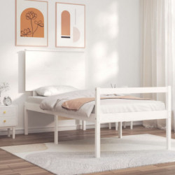 Seniorenbett mit Kopfteil 100x200 cm Weiß Massivholz