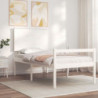 Seniorenbett mit Kopfteil 100x200 cm Weiß Massivholz