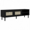 TV-Schrank SENJA Rattan-Optik Schwarz 158x40x49cm Kiefernholz