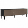 TV-Schrank SENJA Rattan-Optik Schwarz 158x40x49cm Kiefernholz