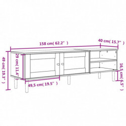 TV-Schrank SENJA Rattan-Optik Schwarz 158x40x49cm Kiefernholz