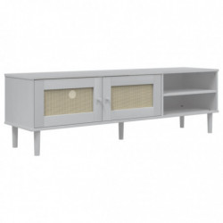 TV-Schrank SENJA Rattan-Optik Weiß 158x40x49cm Kiefernholz