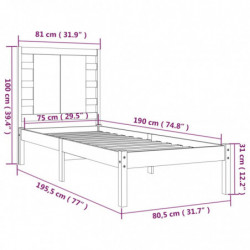 Massivholzbett Schwarz 75x190 cm