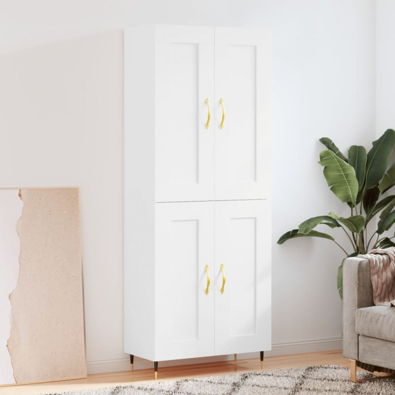 Highboard Hochglanz-Weiß 69,5x34x180 cm Holzwerkstoff