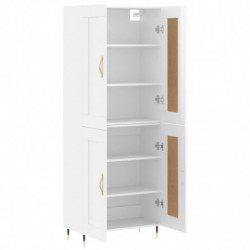 Highboard Hochglanz-Weiß 69,5x34x180 cm Holzwerkstoff